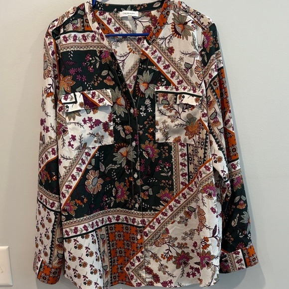Calvin Klein Tops - 23 ptp Calvin Klein Multicolor Floral Blouse farm rio vibes!